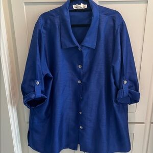 Women's Blue Button-Up Caroline Rose Size 2x